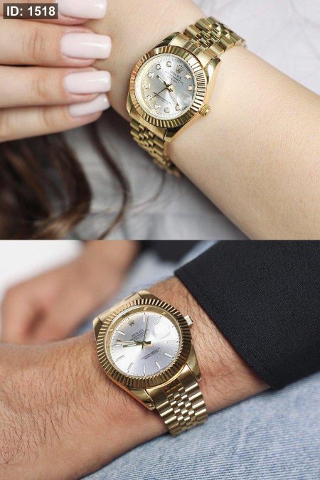 ساعات كوبلز ( طقم ) - Rolex / شامل علبة - ابيض وذهبي <br> <span class='text-color-warm'>نفدت الكمية</span>