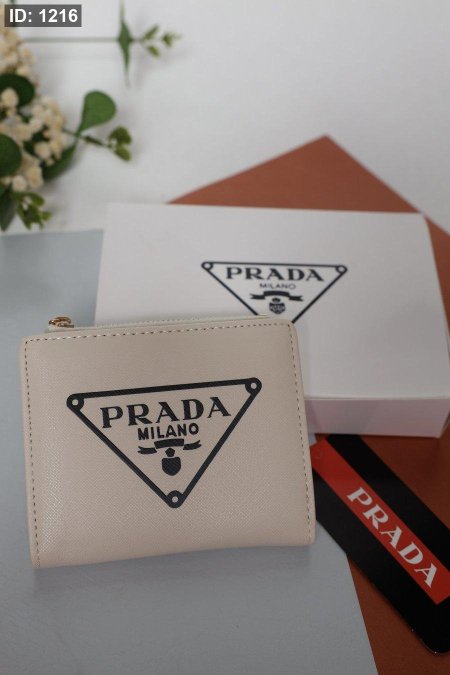 جزدان سحاب - ماركة / شامل علبة حجم صغير - Prada بيج