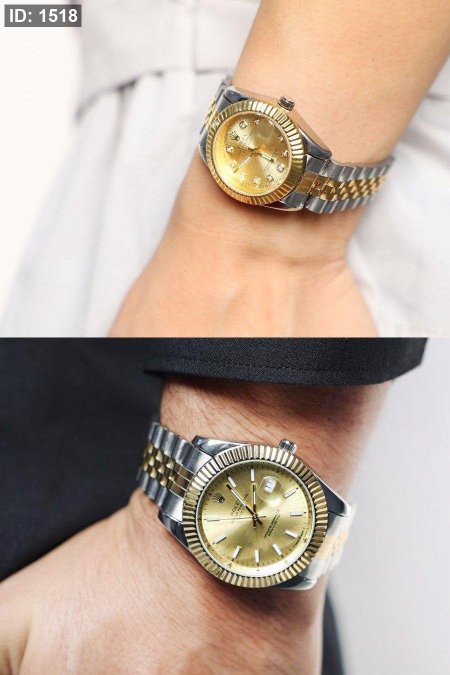 ساعات كوبلز ( طقم ) - Rolex / شامل علبة - فضي ودهبي <br> <span class='text-color-warm'>نفدت الكمية</span>