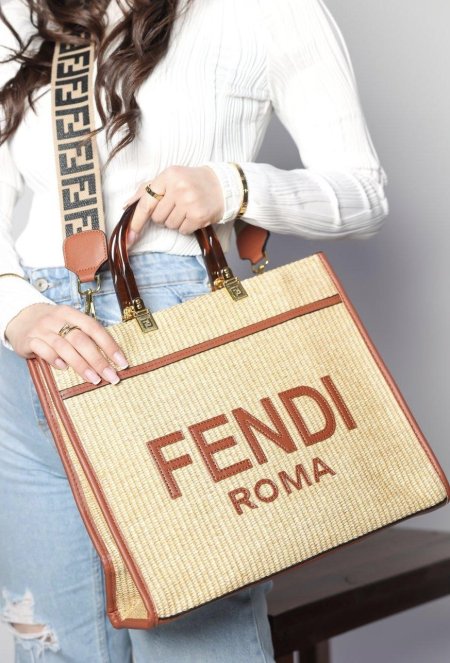 شنطة - Fendi sunshine - بني - قش